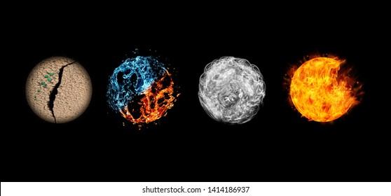 Four elements isolated on black. - Shutterstock ID 1414186937