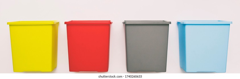 Four Empty Plastic Trash Bins Sorting Stock Photo 1740260633 | Shutterstock