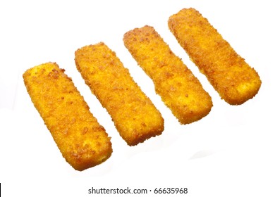 Four Fish Sticks Isolated On White