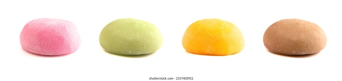 Four Flavors of Mochi Ice Cream Isolated on a White Background - Shutterstock ID 2157403921