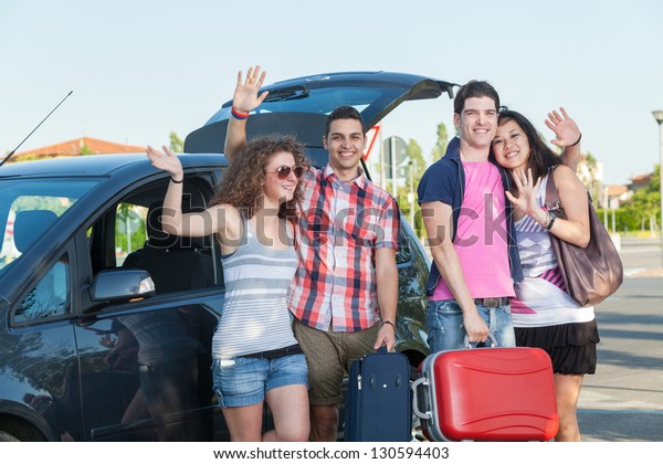 Four Friends Ready to
Leave For Vacation