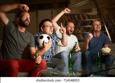 Four Friends Watching Football Game Front Stock Photo 714548053 ...