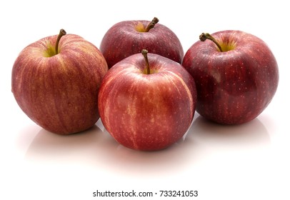 Four Gala Apples Isolated On White Background