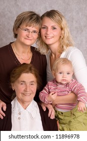 Four Generations. Happy Female Family.