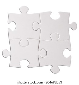 Four Puzzle Pieces Isolated On The White  Background Cutout