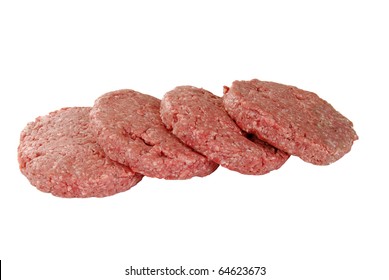 Four Raw Natural Beef Hamburger Patties