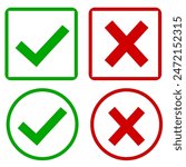 four red and green check and cross icons