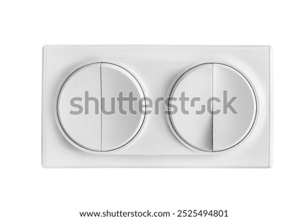 Four round buttons light switch block isolated on white background