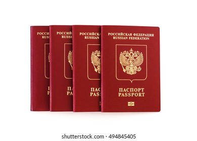 Four Russian International Passports Isolated White Stock Photo ...