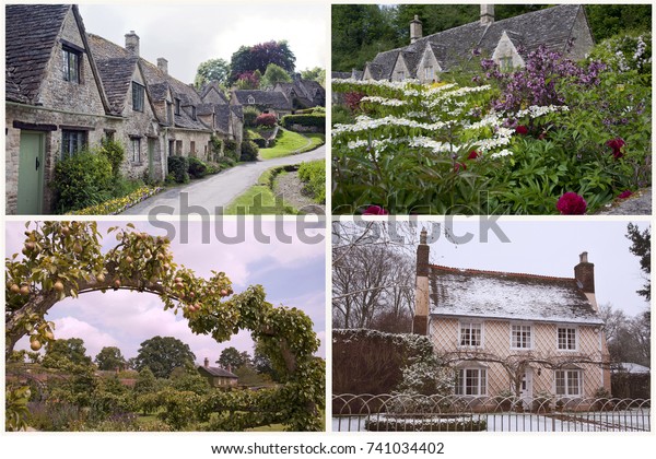 Four Seasons English Country Cottages Stock Photo Edit Now 741034402