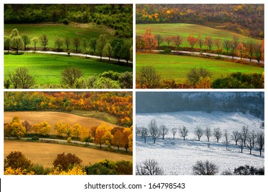four seasons landscape with countryside views of Preslav. 