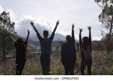 Four Sillhouette People With Happy Pose