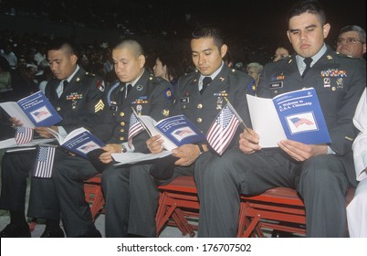 Four Soldiers At Citizenship Ceremony, Los Angeles, California