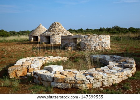 Four stages of the construction of traditional Istrian houses