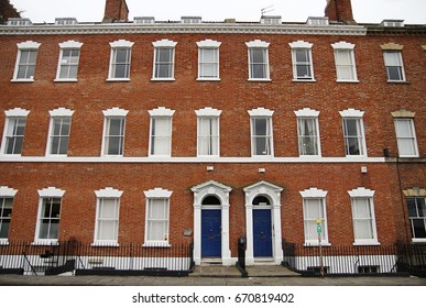 Four Story Terraced House Now An Office Block In A Square In Inner City Bristol, UK