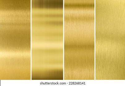 Four Various Brushed Gold Metal Textures Set