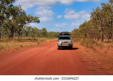 Four Wheel Drive On The Red Dirt Going To Cape York North Queensland, Australia