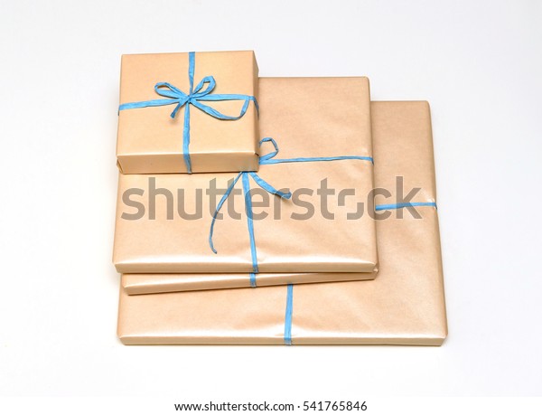 Four Wrapped Gift Boxes Ready Be Stock Photo Edit Now 541765846