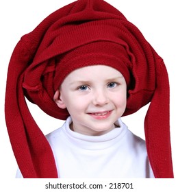 Four Year Old Boywith Red Sweater Stuck On His Head.