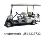 Four-seater Golf cart the type used for corporate events and golfing, on white background with no people