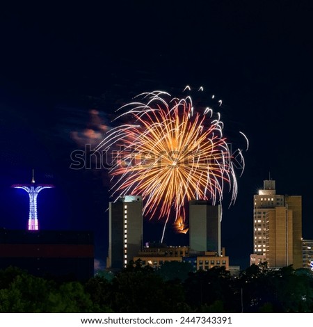                                Fourth of July Fireworks Display. Coney Island, Brooklyn, New York, USA