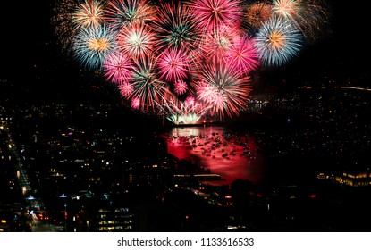 Fourth Of July Fireworks Over Lake Union In Seattle