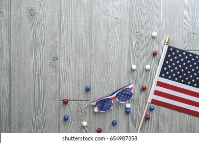 Fourth of July Flag Background with sunglasses - Shutterstock ID 654987358
