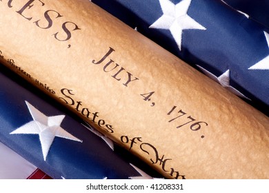 Fourth of July Parchment Document witdh American Flag