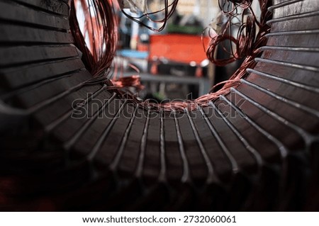 Fourth set featuring an additional gallery of images showing copper winding work before and after repair. Industrial electric motor rated at 20 horsepower (15 kW), 4-pole, 1400 RPM, 380V.