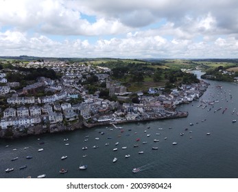 Fowey Aerial Cornwall England Uk Estuary 