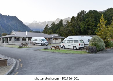 Fox Gracia / New Zealand - October 29 2017 : Camper Van Is Parking At The The Carpark Area In Accommodation