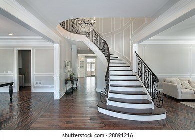 Foyer With Circular Staircase