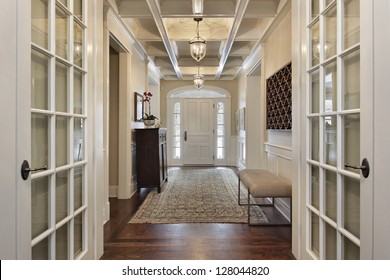 Foyer In Upscale Home With French Doors