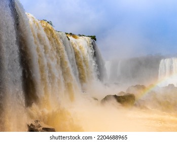 Foz Do Iguaçu - Paraná - Brasil - APR 23 2022: Panoramic View Of The Iguazu Falls