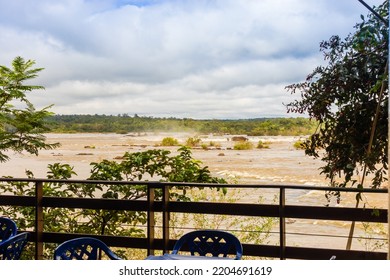 Foz Do Iguaçu - Paraná - Brasil - APR 23 2022: Upstream View Of The Iguazu Falls