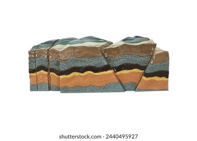 Fraction and Dislocation geology model isolated on white background.