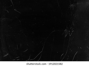 Fractured Overlay. Broken Screen. Dark Smashed Shattered Laptop Glass With Dust Scratches Stains Grain Noise Grunge Effect Mask.