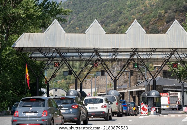 Fraga de Moles, Spain. 2022 July 20 . Hispanic -\
Andorran border that divides the countries of Andorra and Spain in\
the summer of 2022.
