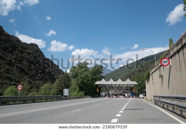 Fraga de Moles, Spain. 2022 July 20 . Hispanic -\
Andorran border that divides the countries of Andorra and Spain in\
the summer of 2022.