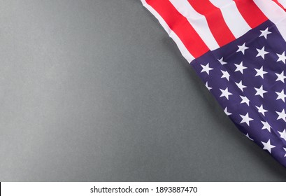 Fragment Of American Flag On Empty Black Background