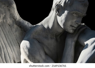 Fragment Of An Angel Of Death. Black Background. (Azrael, Malak Al-maut, Concept Of Death)