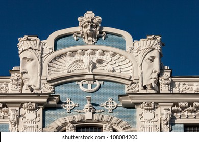 Fragment Of Art Nouveau Architecture Style Of Riga City