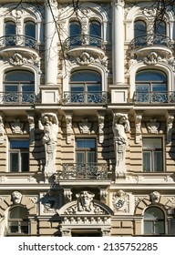 Fragment of Art Nouveau architecture style of Riga city , Latvia
