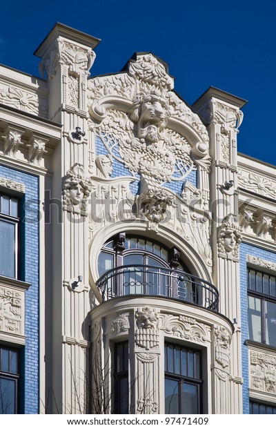 Fragment Art Nouveau Architecture Style Riga Stock Image