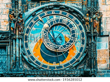 Fragment of astronomica clock on Staromestska Square, Prague, Czech Republic
