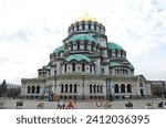 Fragment of the beautiful Eastern Orthodox Cathedral "St. Alexander Nevsky", built in 1882 year, Sofia, Bulgaria 