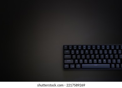 Fragment black game wireless computer keyboard dark background  Copy space  Gradient