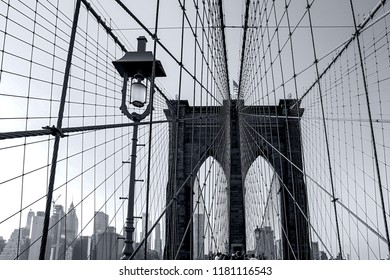 Fragment of the Brooklyn bridge in New York - Shutterstock ID 1181116543