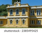 Fragment of building Main narzan baths in Indo-Saracenic style in Kislovodsk. Building is located on Kurortny Boulevard, central pedestrian street of the resort Kislovodsk city.