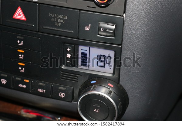 Fragment of the control panel climate control in the\
car. 